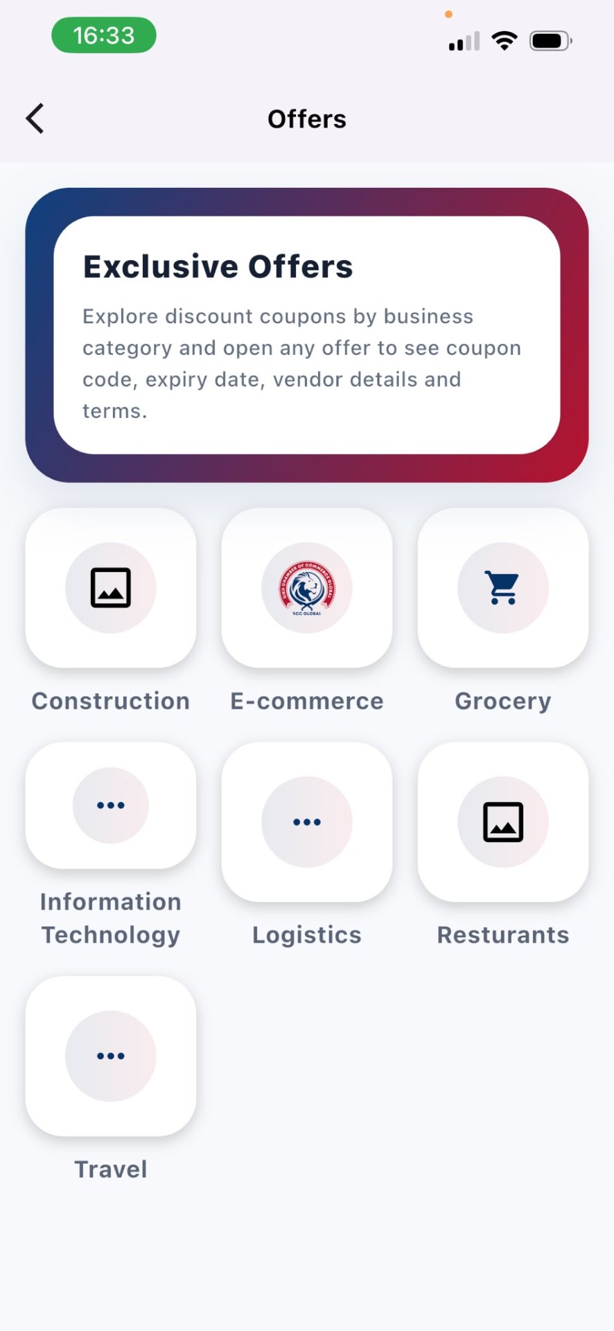 Exclusive vendor offers by business category